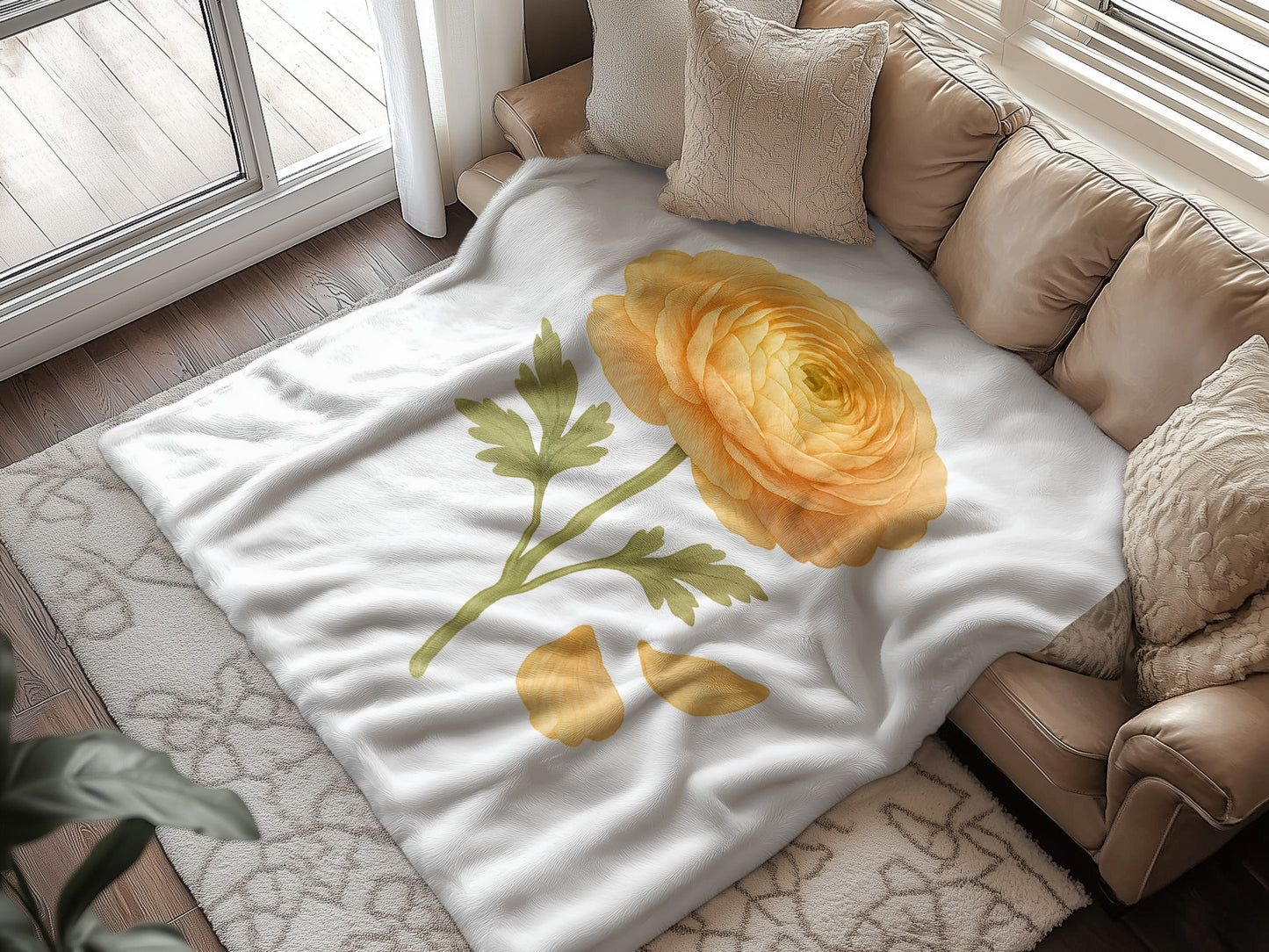 Cozy Floral Design with Yellow Flower blanket product