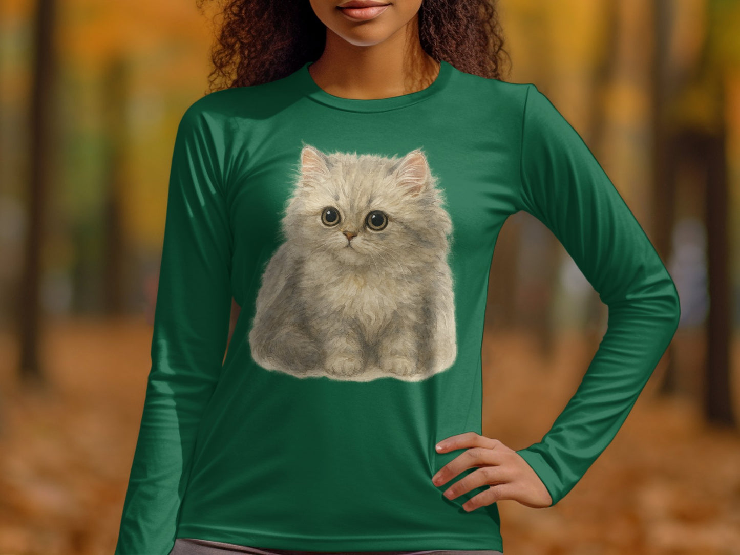 Fuzzy Kitten Long Sleeve Shirt with Adorable Cat Design product type
