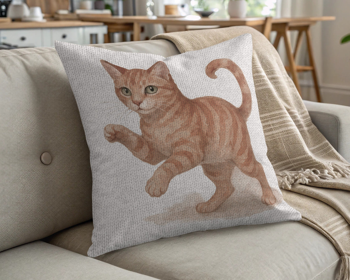 Cute Playful Orange Tabby Cat Cushion Home Decor product type