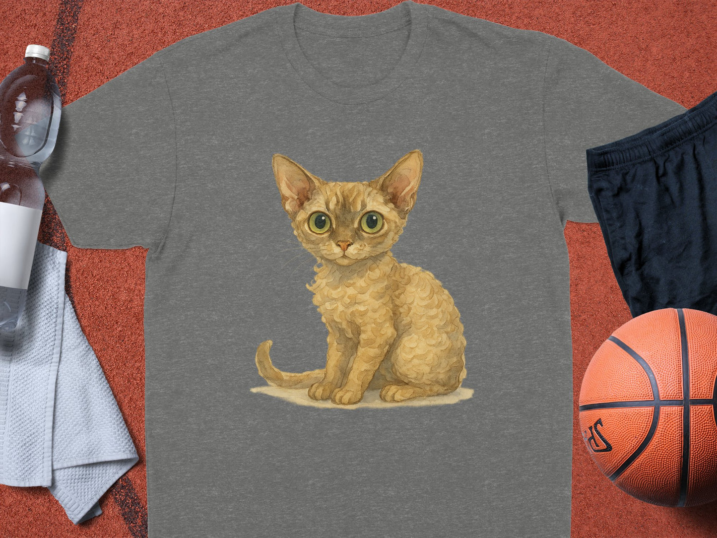 Cute Large Eyed Kitten Graphic on Gray TShirt product