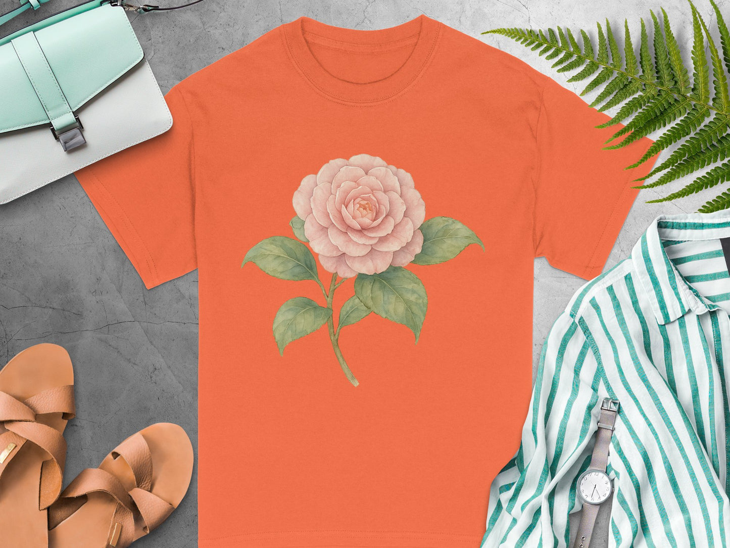 Floral Design T-Shirt with Elegant Rose Print product type