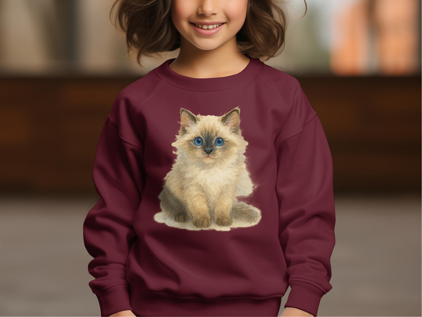 Cute Fluffy Kitten Graphic Printed Kids Sweatshirt product