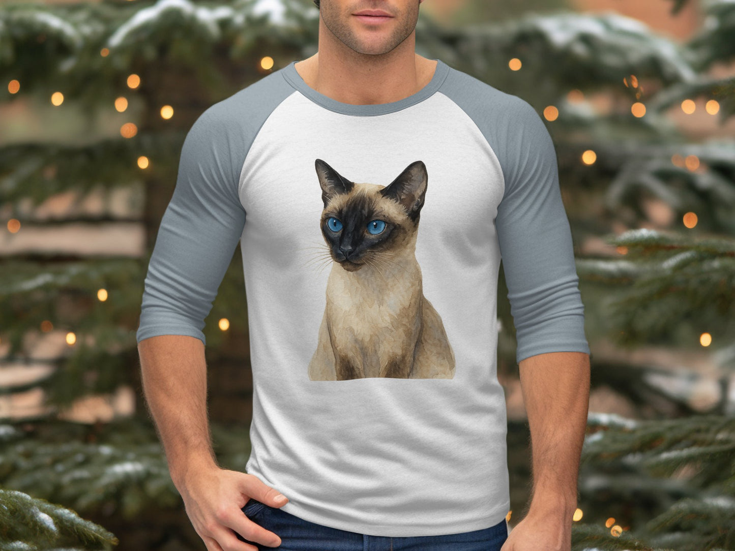 Stylish Long Sleeve Shirt with Siamese Cat Print product