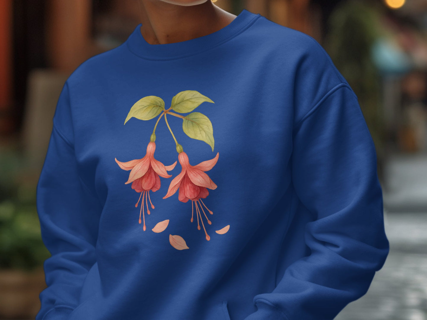 Blue Sweatshirt with Pink Flower Design product type
