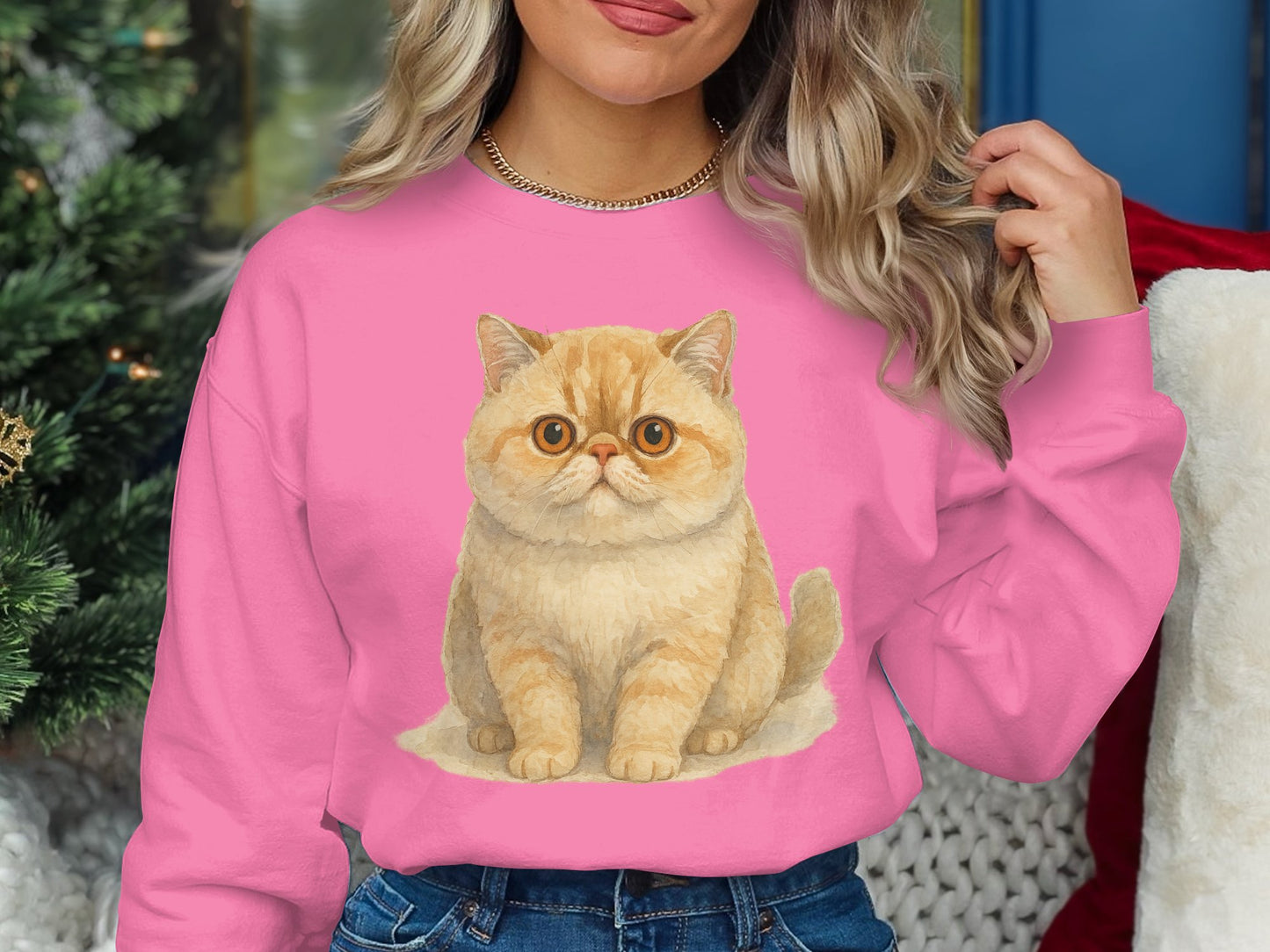 Cute Cat Graphic on Pink Cozy Sweatshirt product