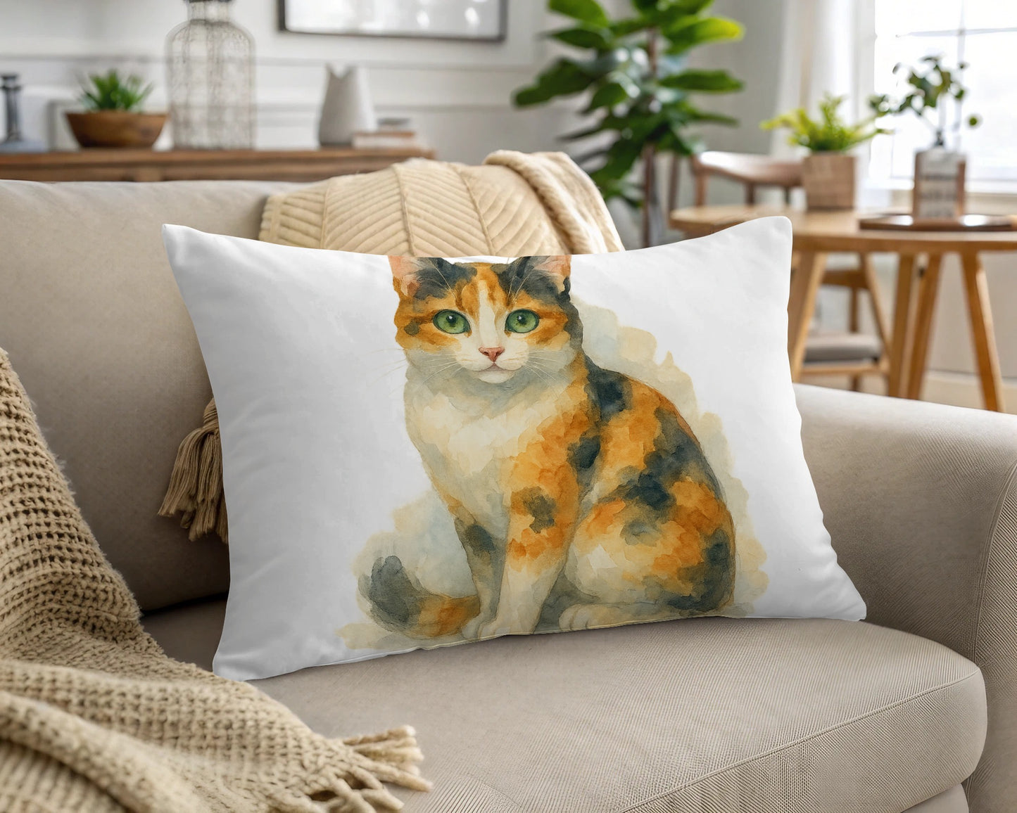 Watercolor Cat Print Decorative Pillow product type