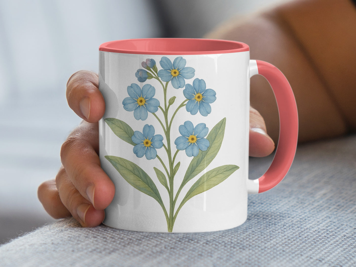 Beautiful Blue Flower Design Handheld Mug product