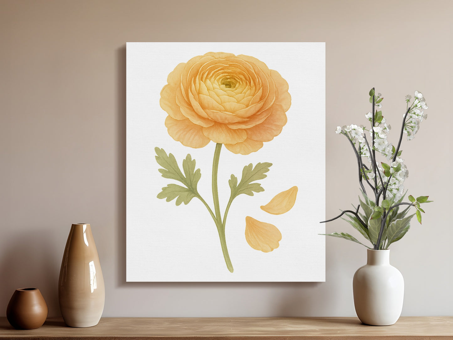 Yellow Flower Canvas Wall Art Beautiful Botanical Product