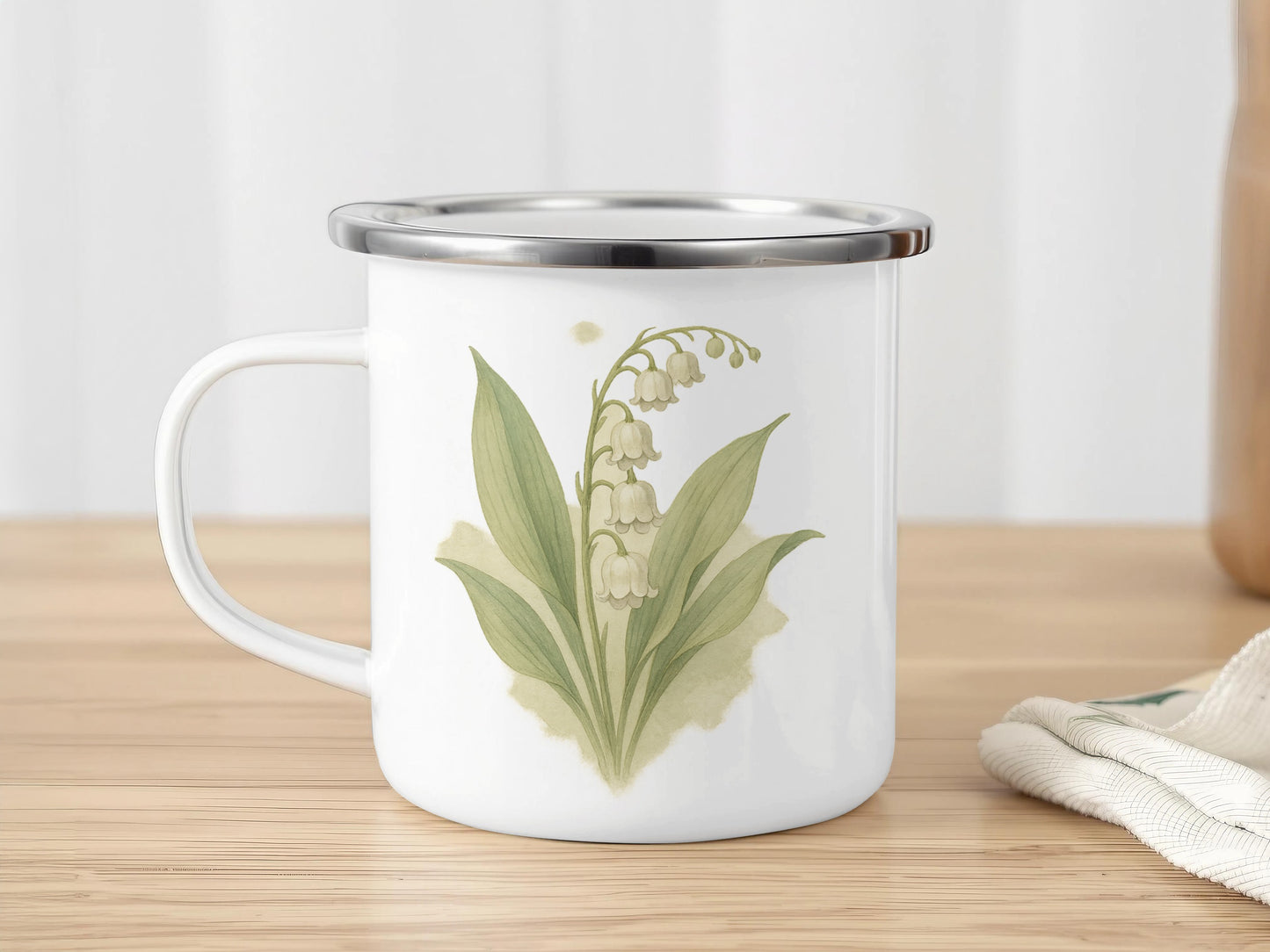 Vintage Floral Design Enamel Mug Botanical Drinkware Product