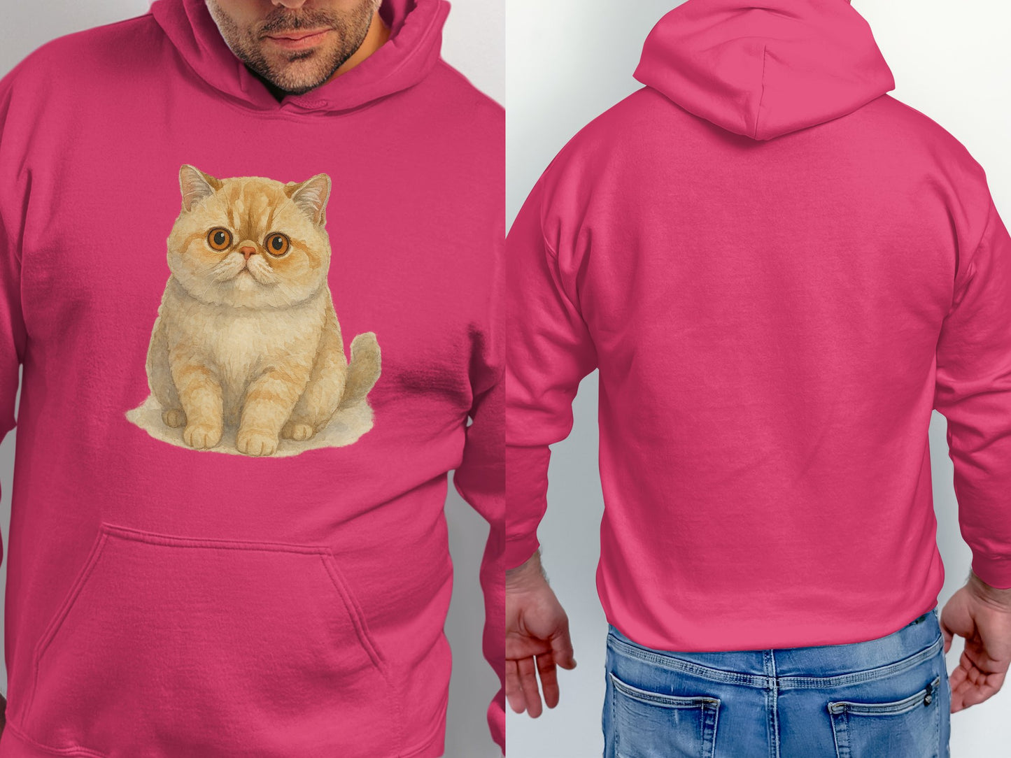 Pink Hoodie with Cute Cat Graphic Print product type