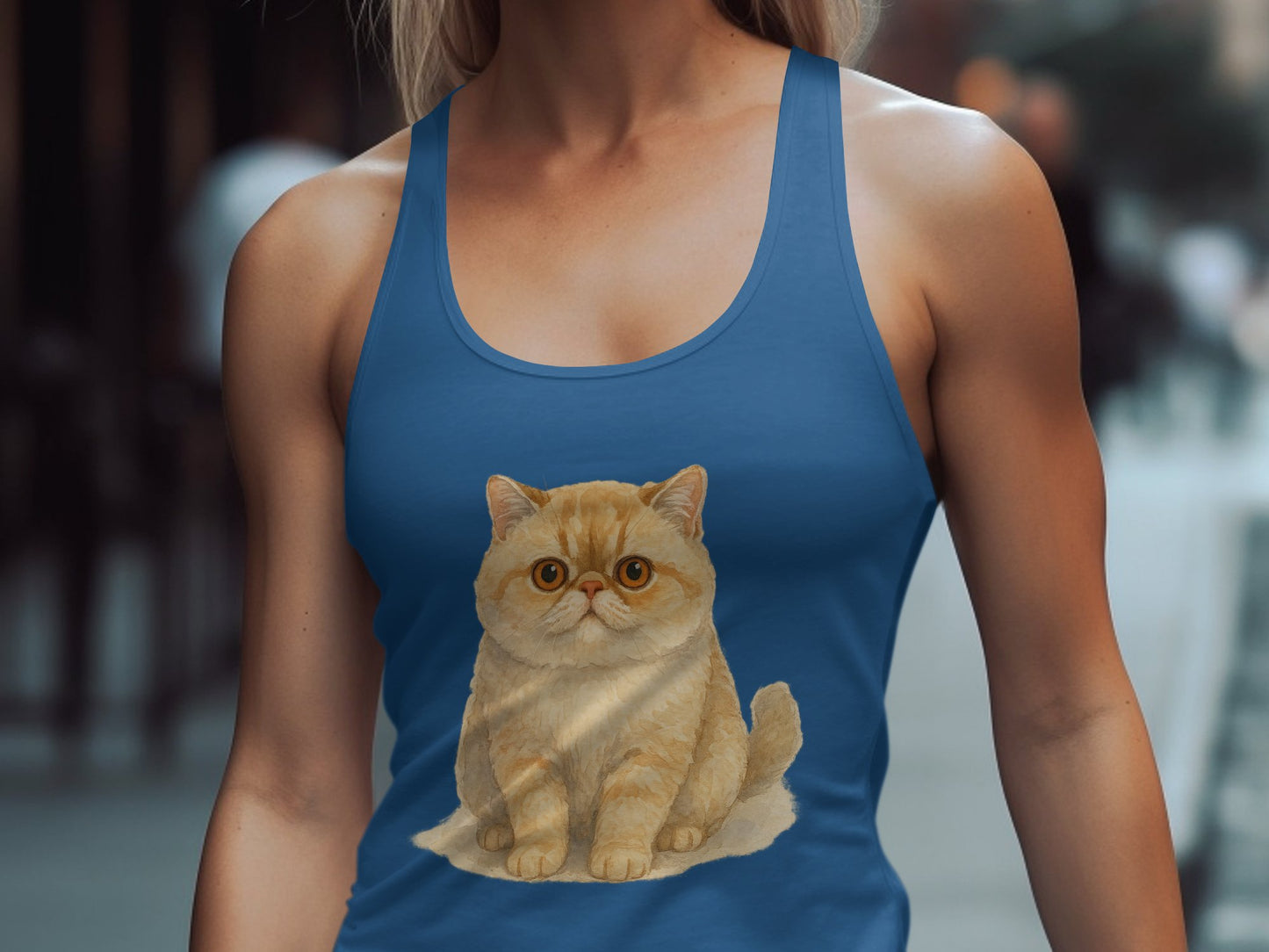 Adorable Cat Print Blue Sleeveless Tank Top product type