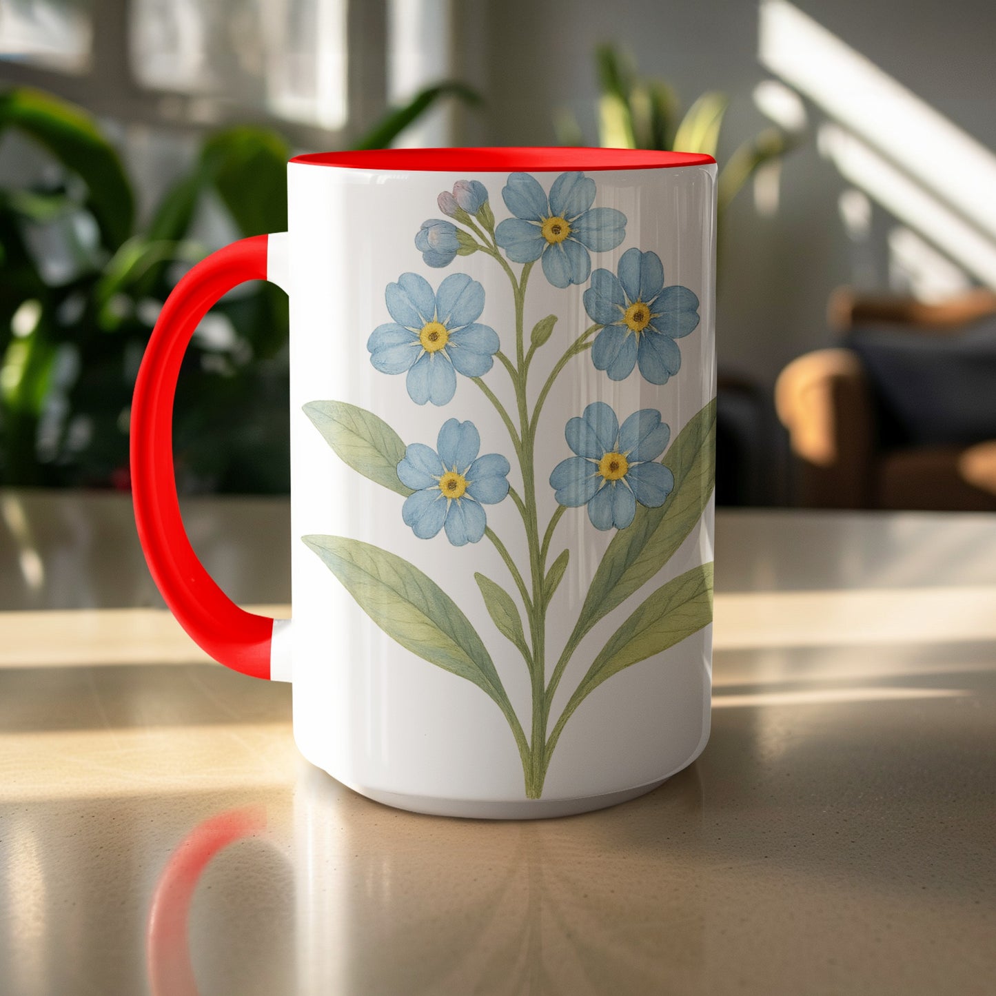 Vibrant Floral Mug with Blue Flowers artwork product type