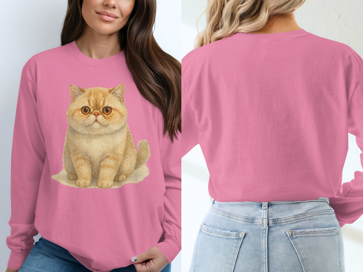 Cute Cat Illustration Design Long Sleeve Shirt Product