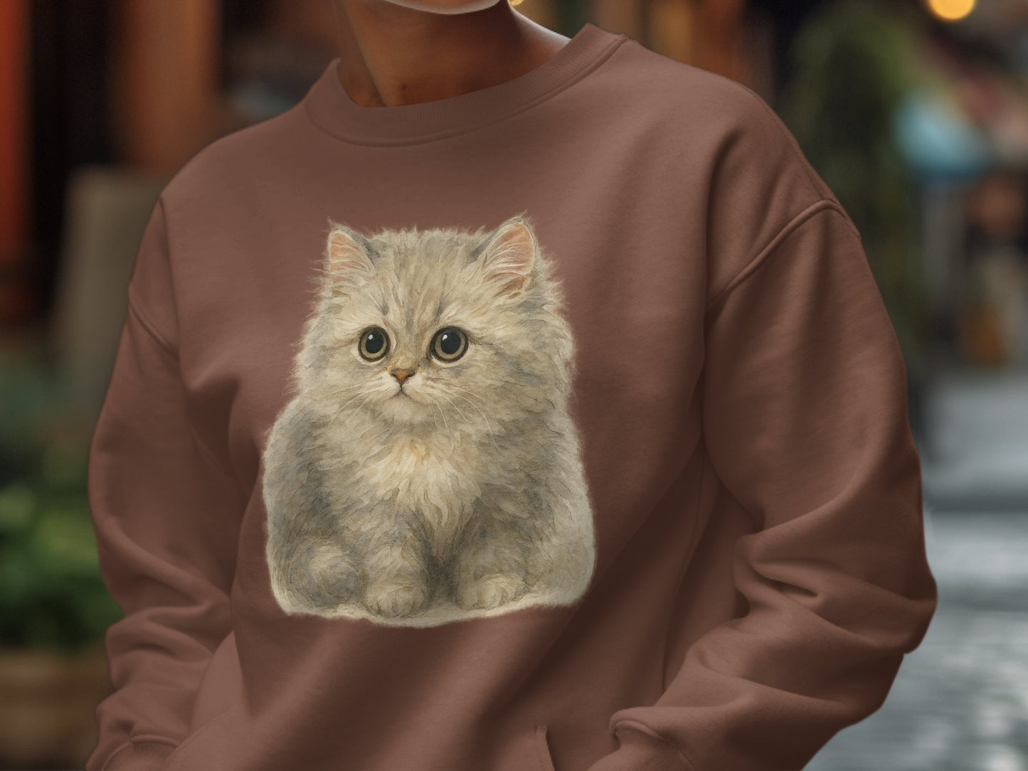 Cute Fluffy Kitten Brown Graphic Sweatshirt product type
