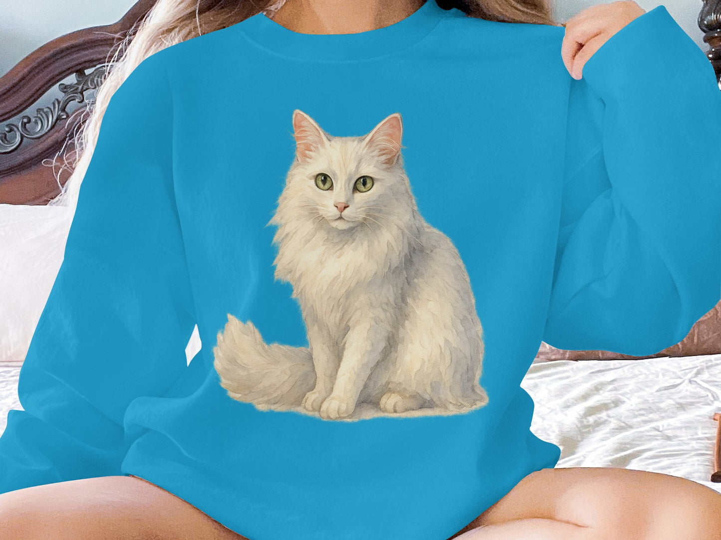 Cozy Long Sleeve Cat Print Sweatshirt Comfort Product