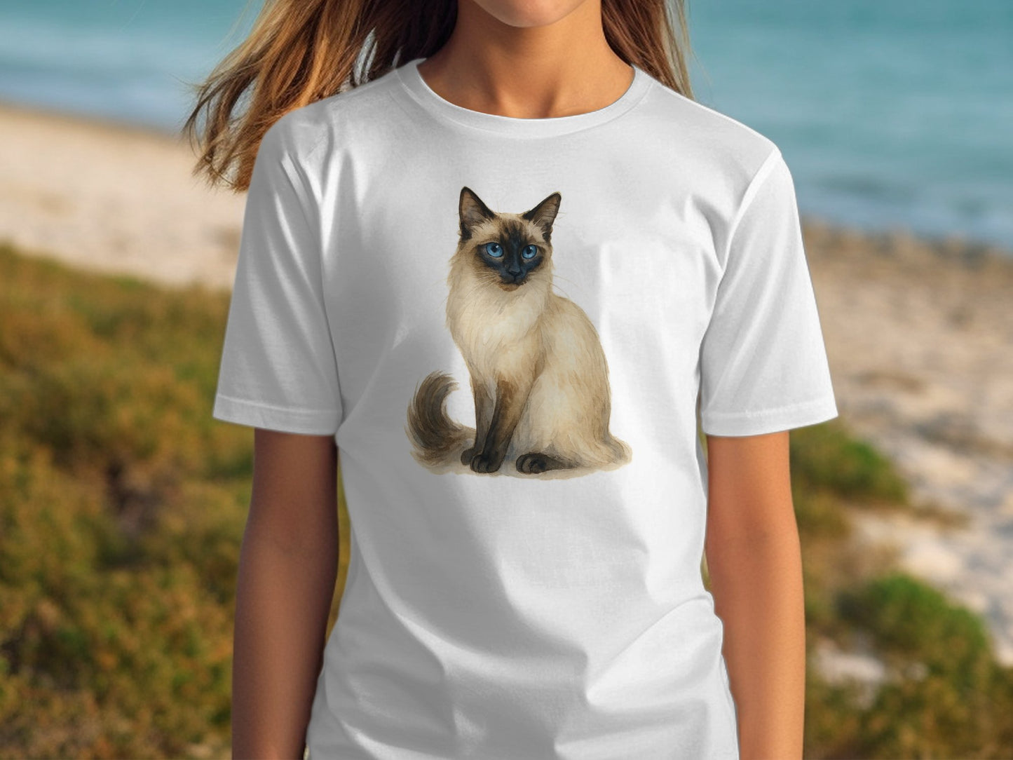 Siamese Cat Graphic Printed White Unisex T-Shirt product type