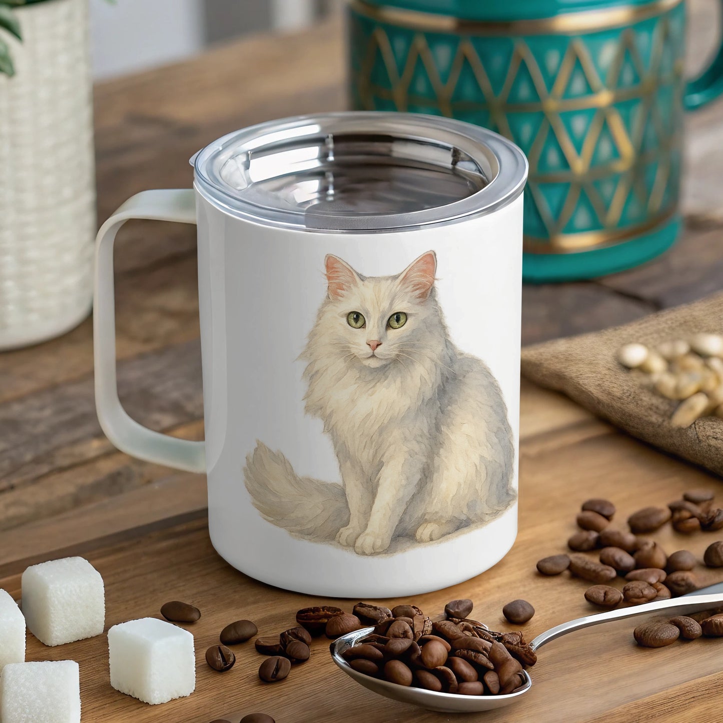 Beautifully Illustrated Cat Print Mug for Home and Office product