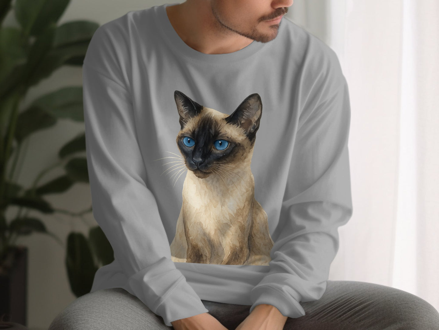 Siamese Cat Print Long Sleeve Shirt product type