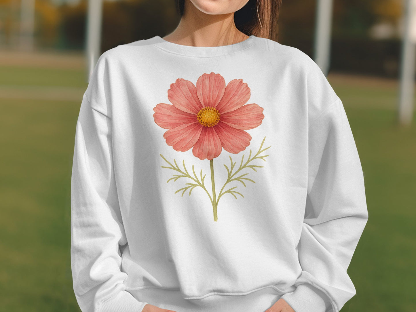 Floral Design White Sweatshirt Fashion Apparel product