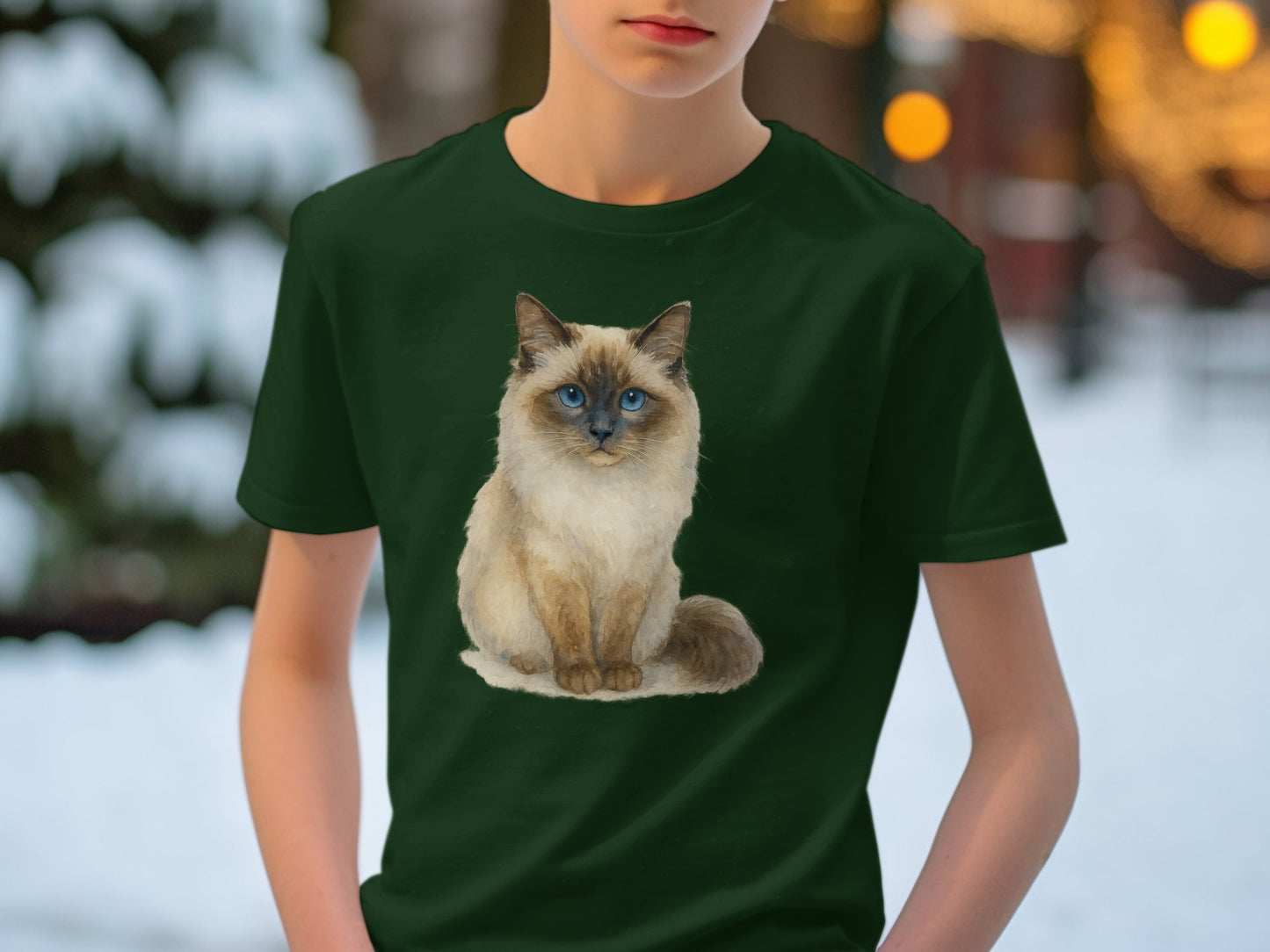 Realistic Blue-Eyed Cat Graphic Printed T-shirt product type