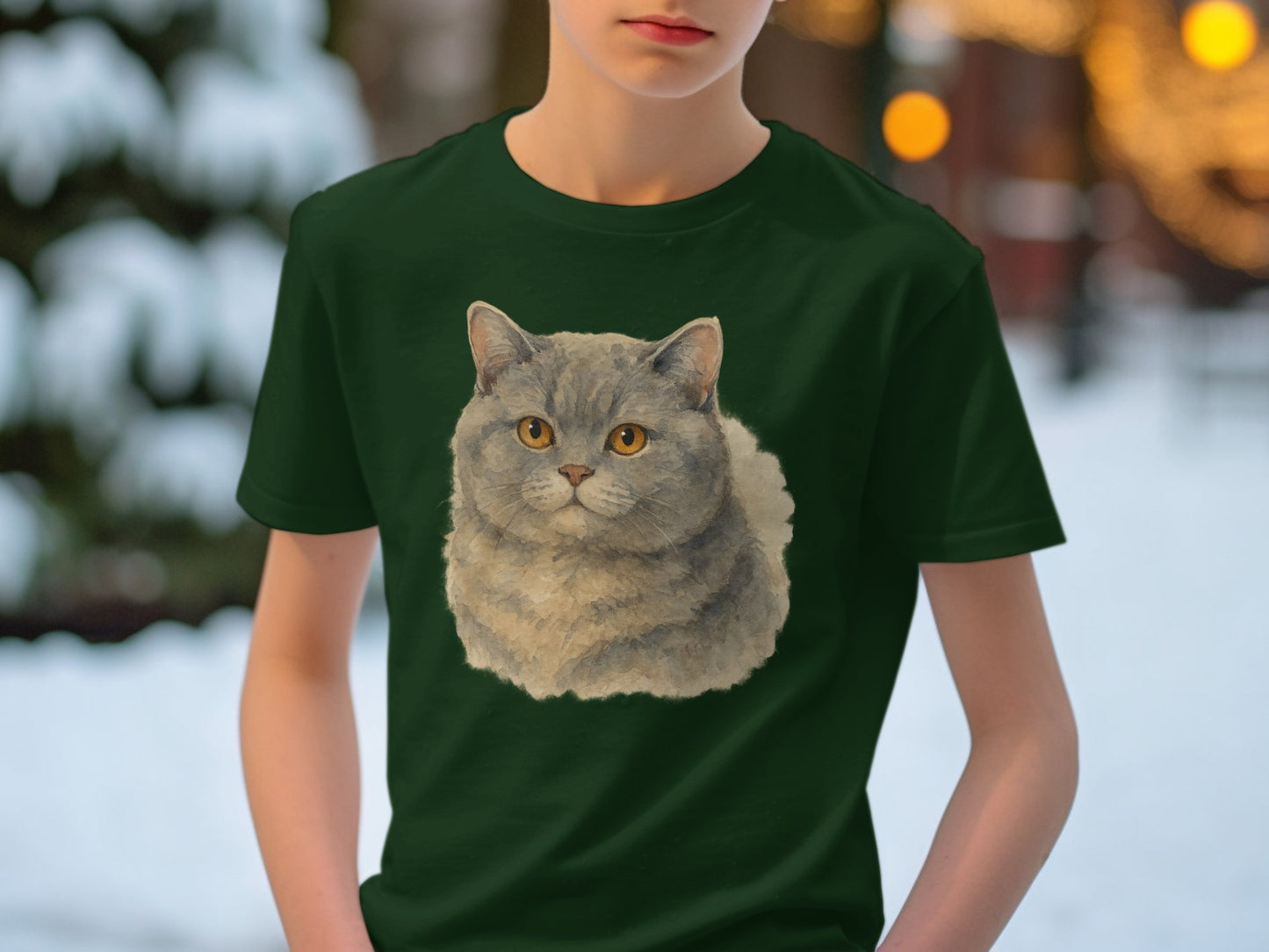Gray Cat with Yellow Eyes Graphic T-Shirt product type