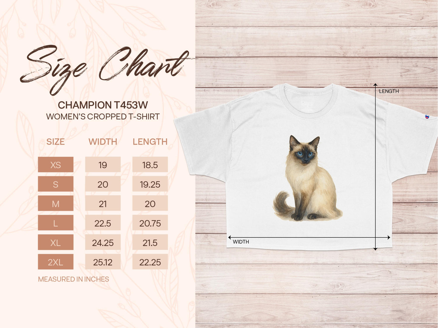 Women's Cropped T-Shirt with Siamese Cat Design product type
