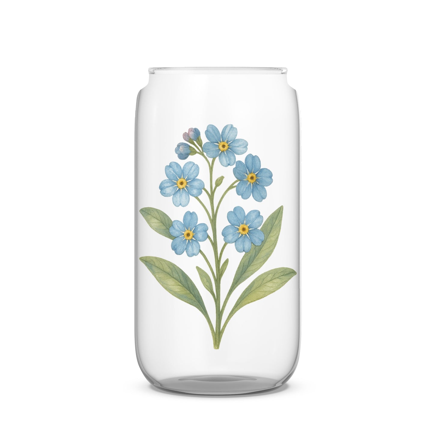 Elegant Blue Floral Design on Transparent Vase product