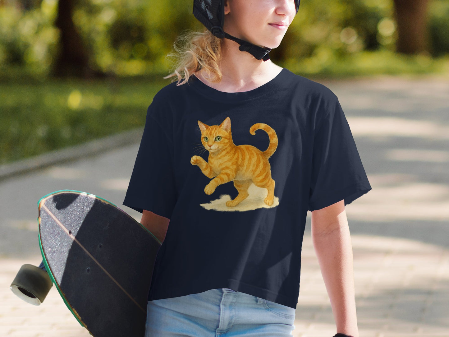 Playful Orange Kitty Skateboarder T-Shirt product type