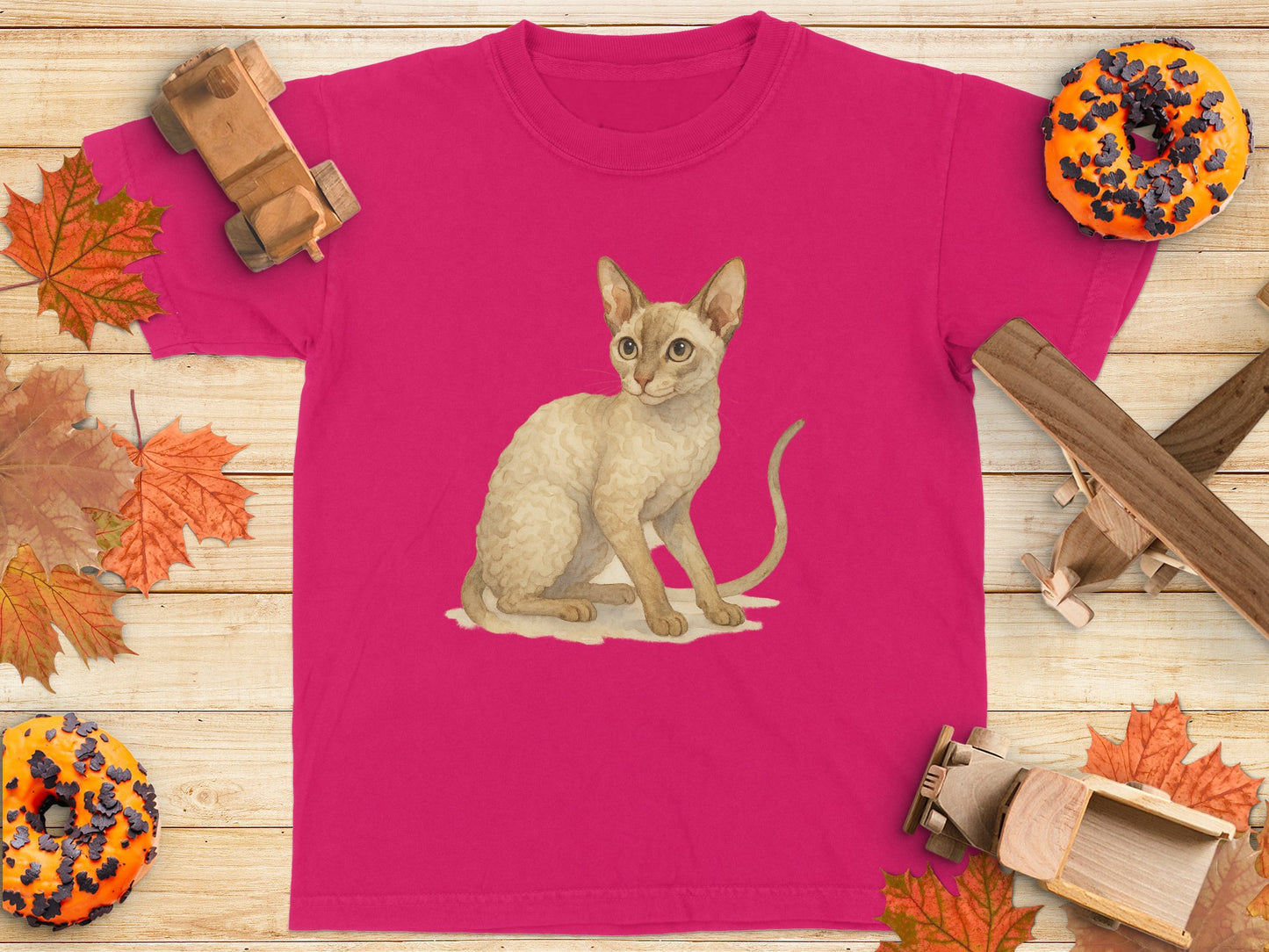 Adorable Vintage Cat Illustration Pink T-Shirt product
