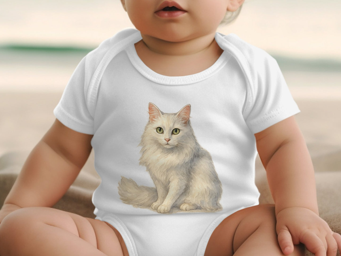 Adorable Baby Onesie with Cute Fluffy Cat Design product