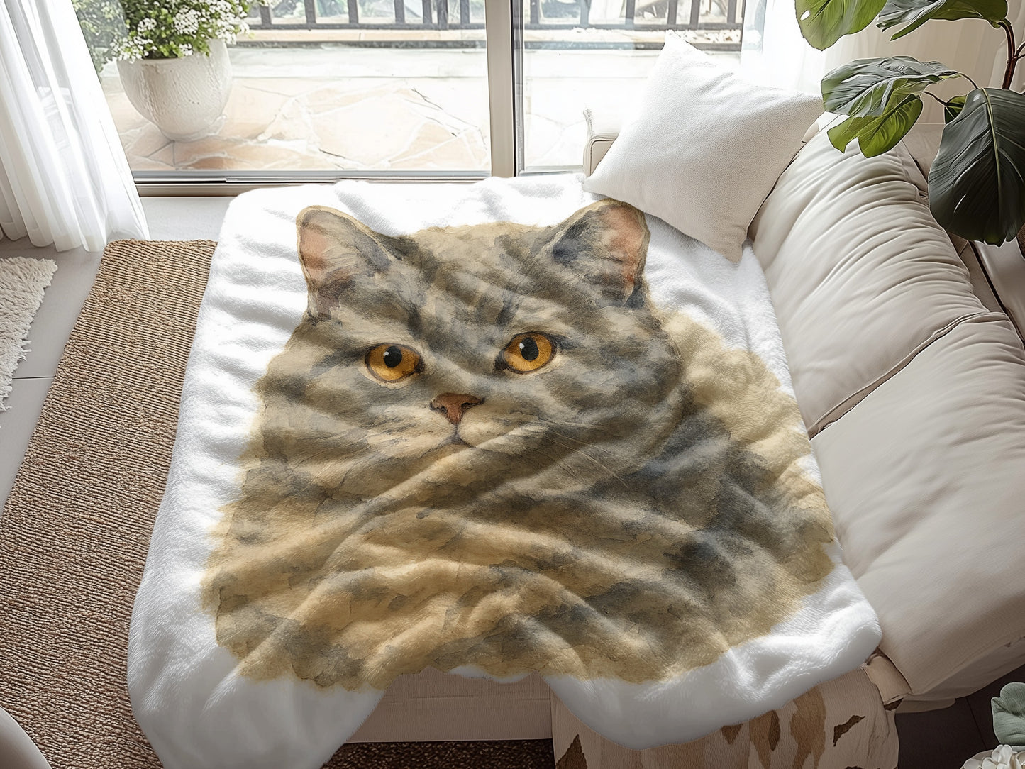Realistic Cat Illustration Cozy Soft Blanket product
