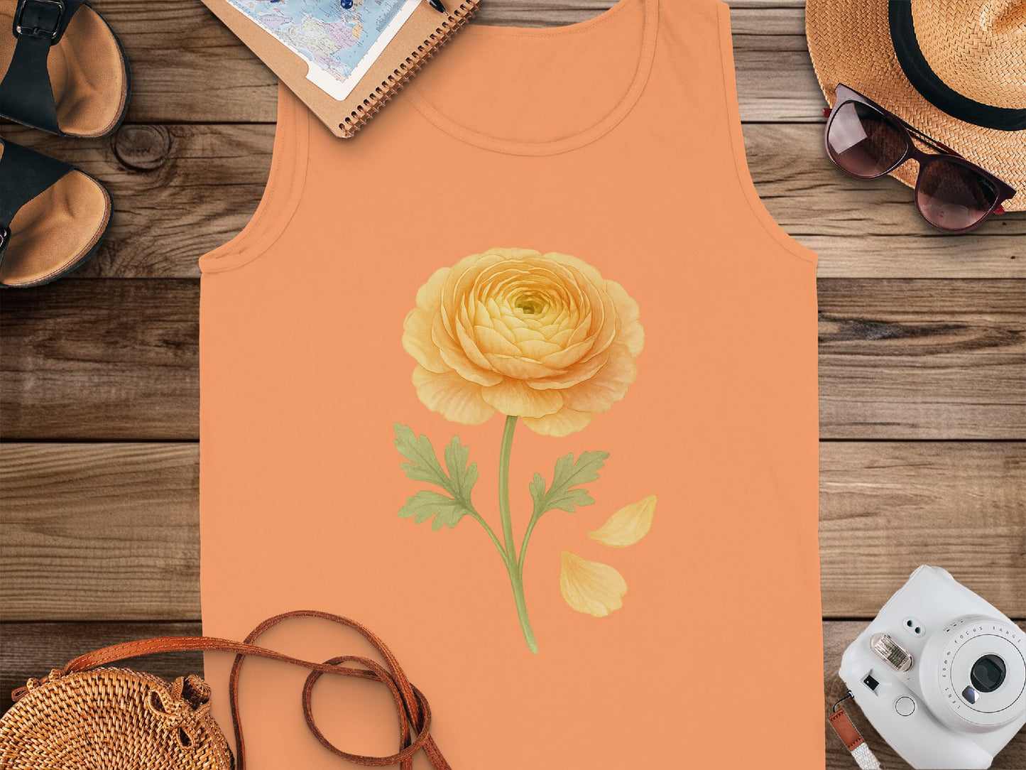 Bright Orange Tank Top with Yellow Flower product type