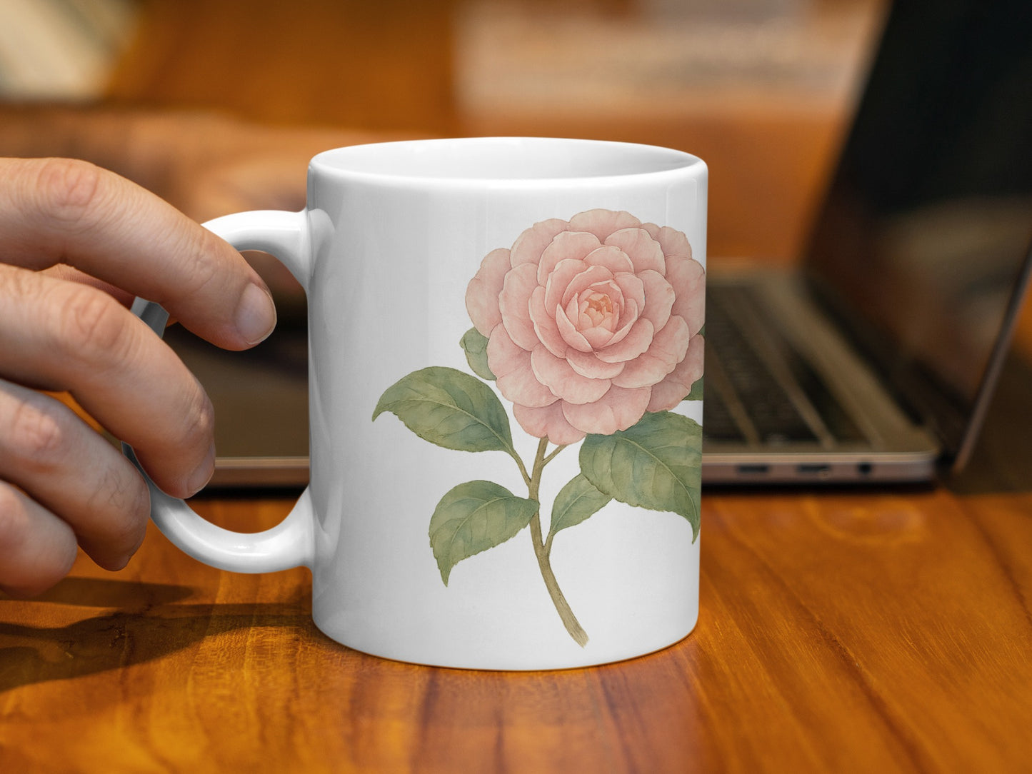 Beautiful Floral Design on White Ceramic Mug product type