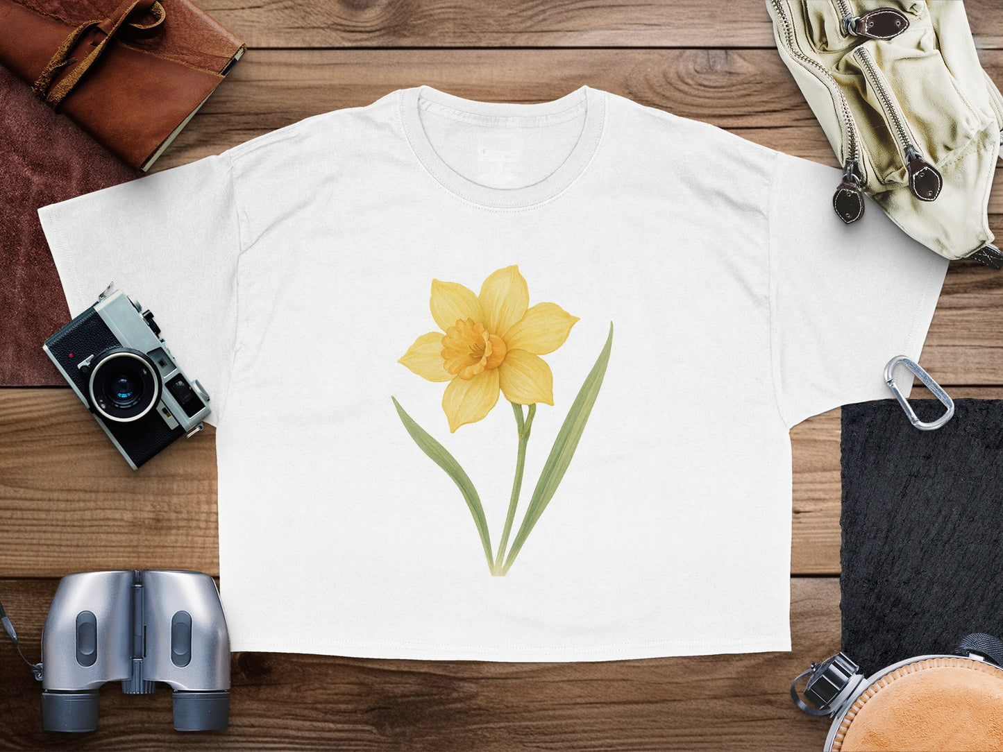 Beautiful White T-Shirt with Yellow Flower print product type
