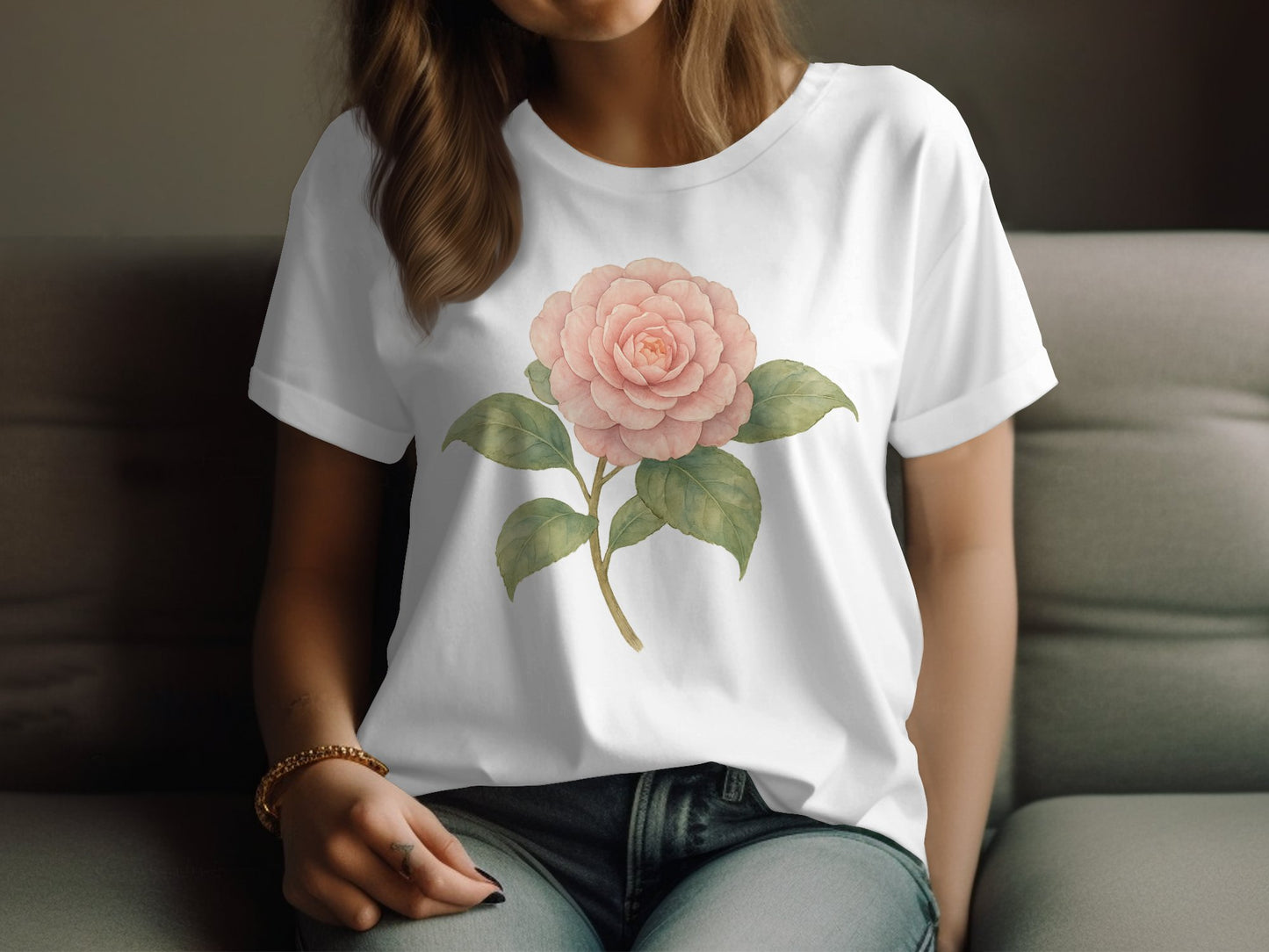 Beautiful Floral Illustration on White T-Shirt product