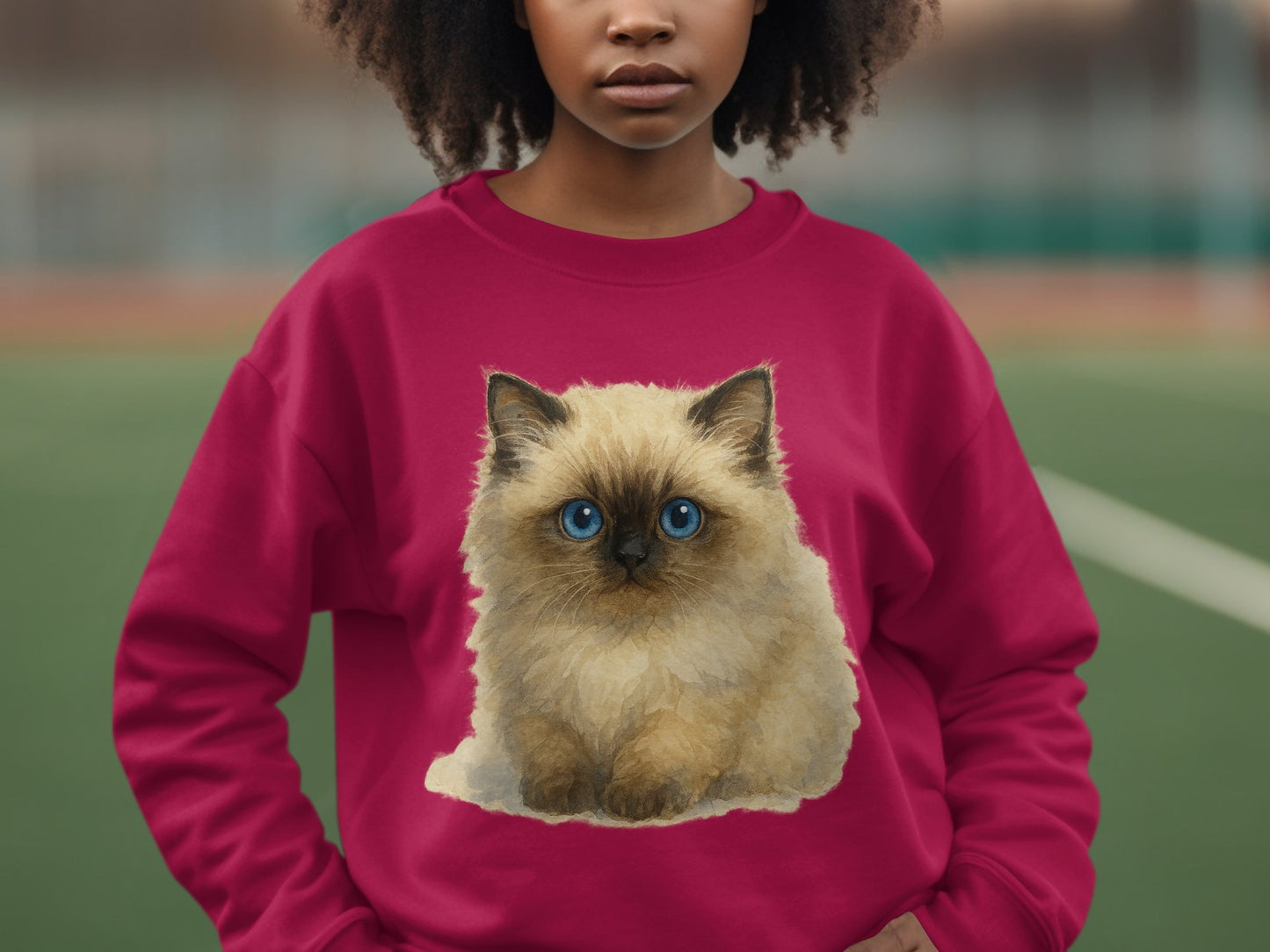 Adorable Fluffy Cat Print Sweatshirt Perfect Gift product type