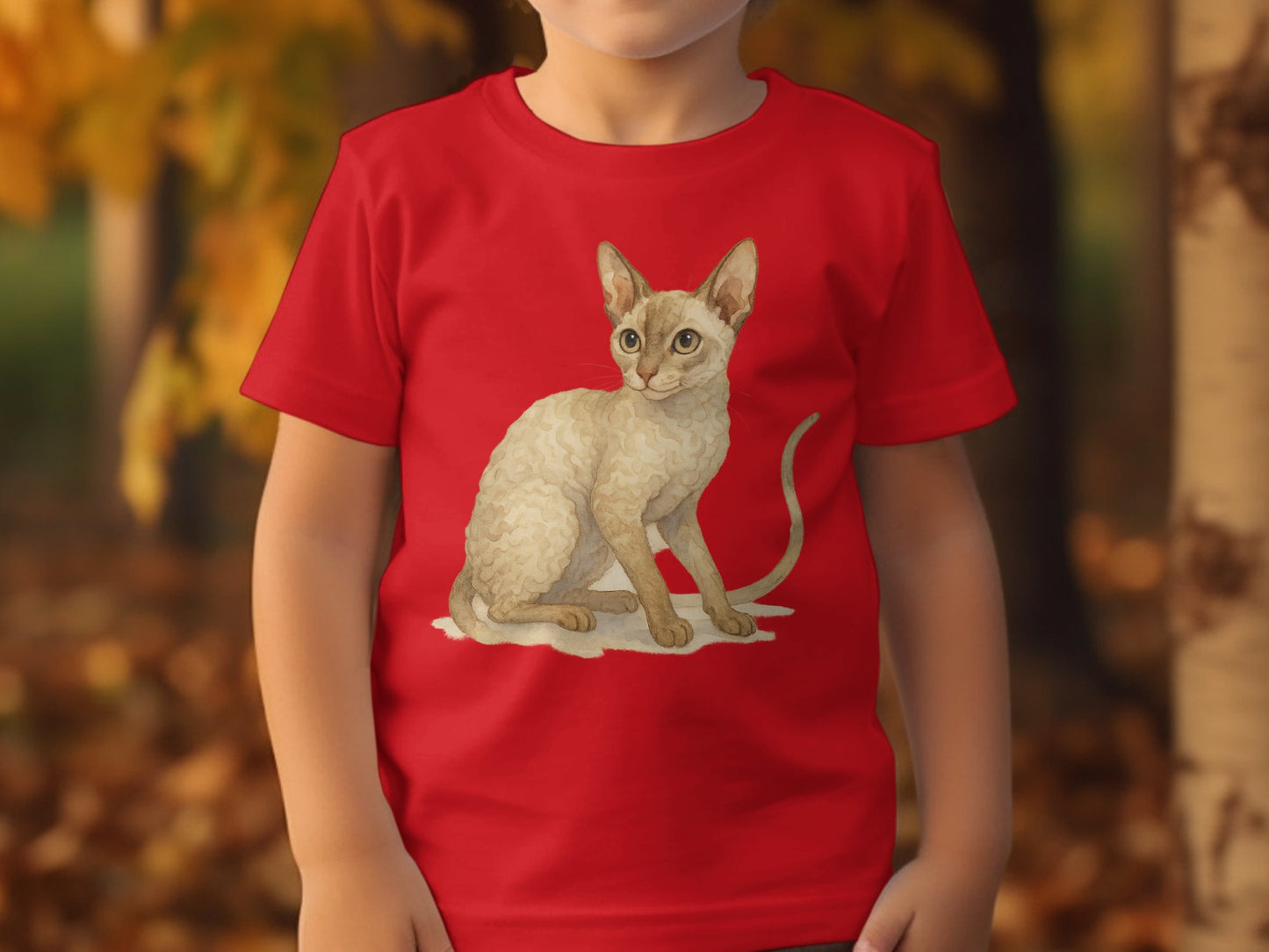 Adorable Cat Print Red Graphic T-Shirt for Kids product type