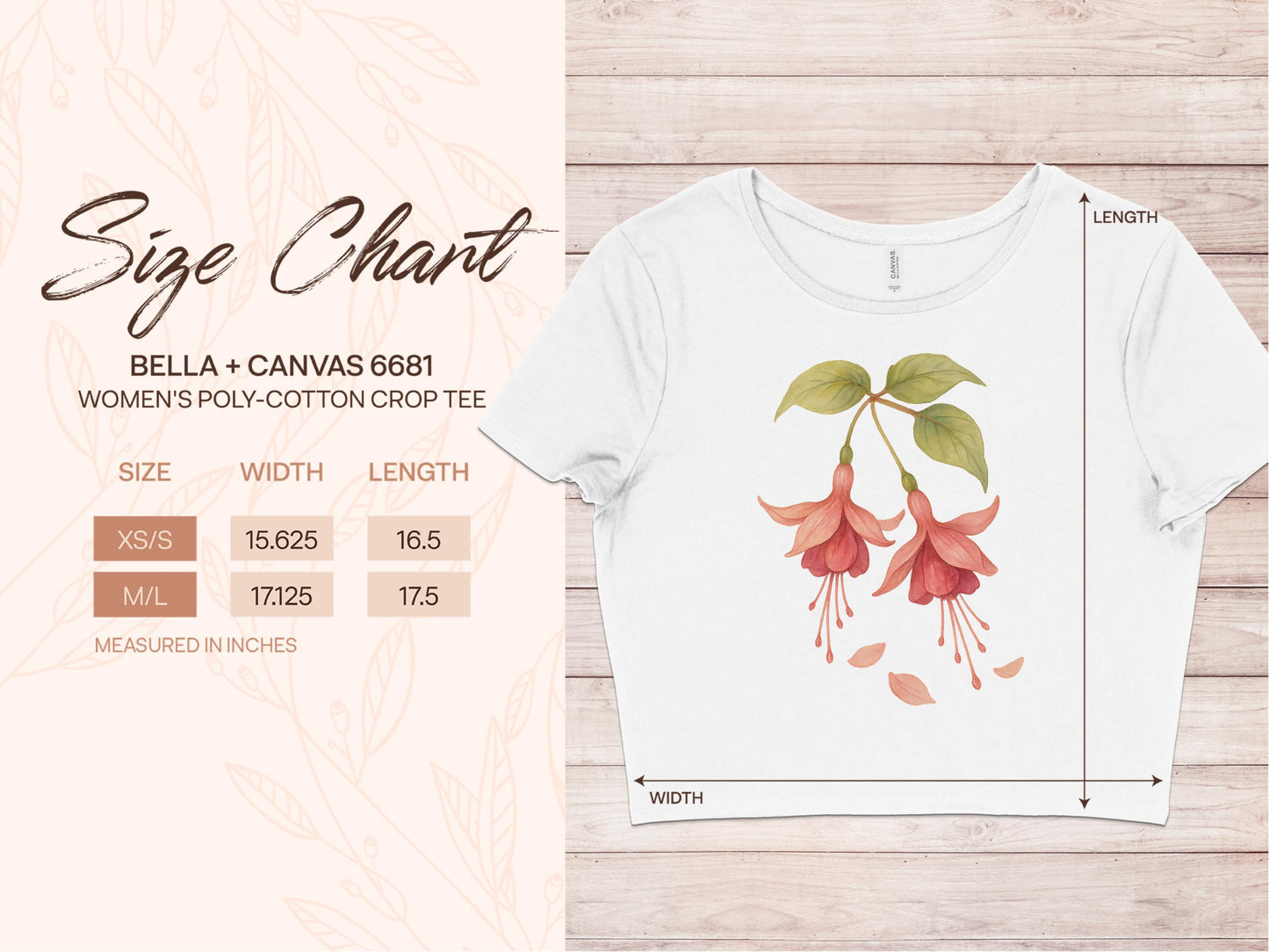 Beautiful Fuchsia Floral Women's Poly-Cotton Crop Tee product