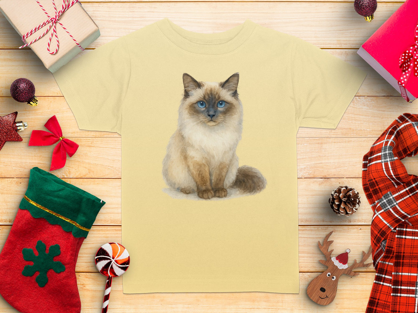 Cute Ragdoll Cat Print on Beige Youth T-Shirt product type
