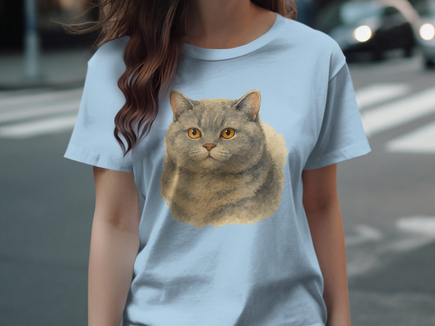 Realistic Gray Cat Illustration T-Shirt product