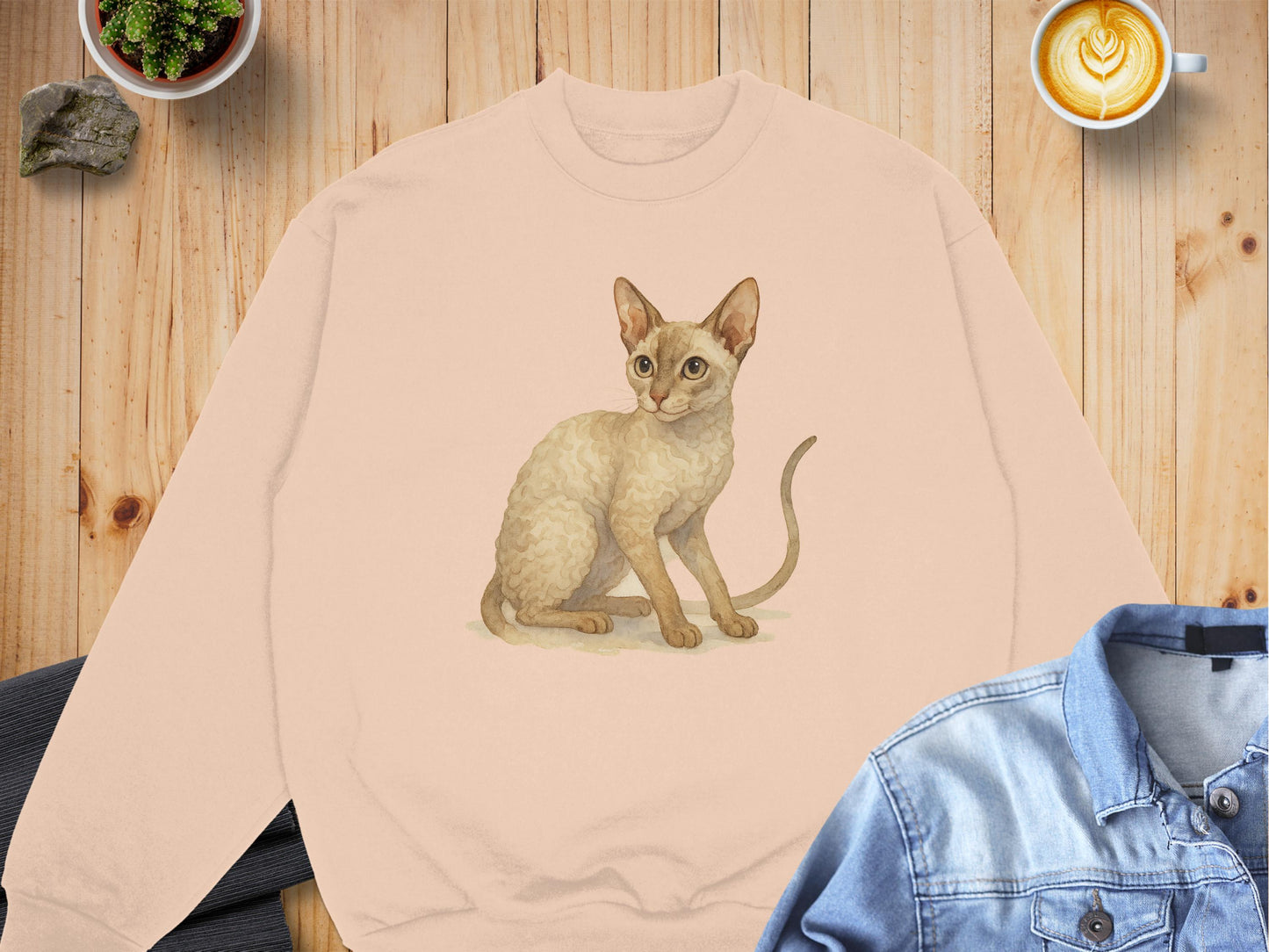Charming Illustration of Cat on Cozy Sweatshirt product type