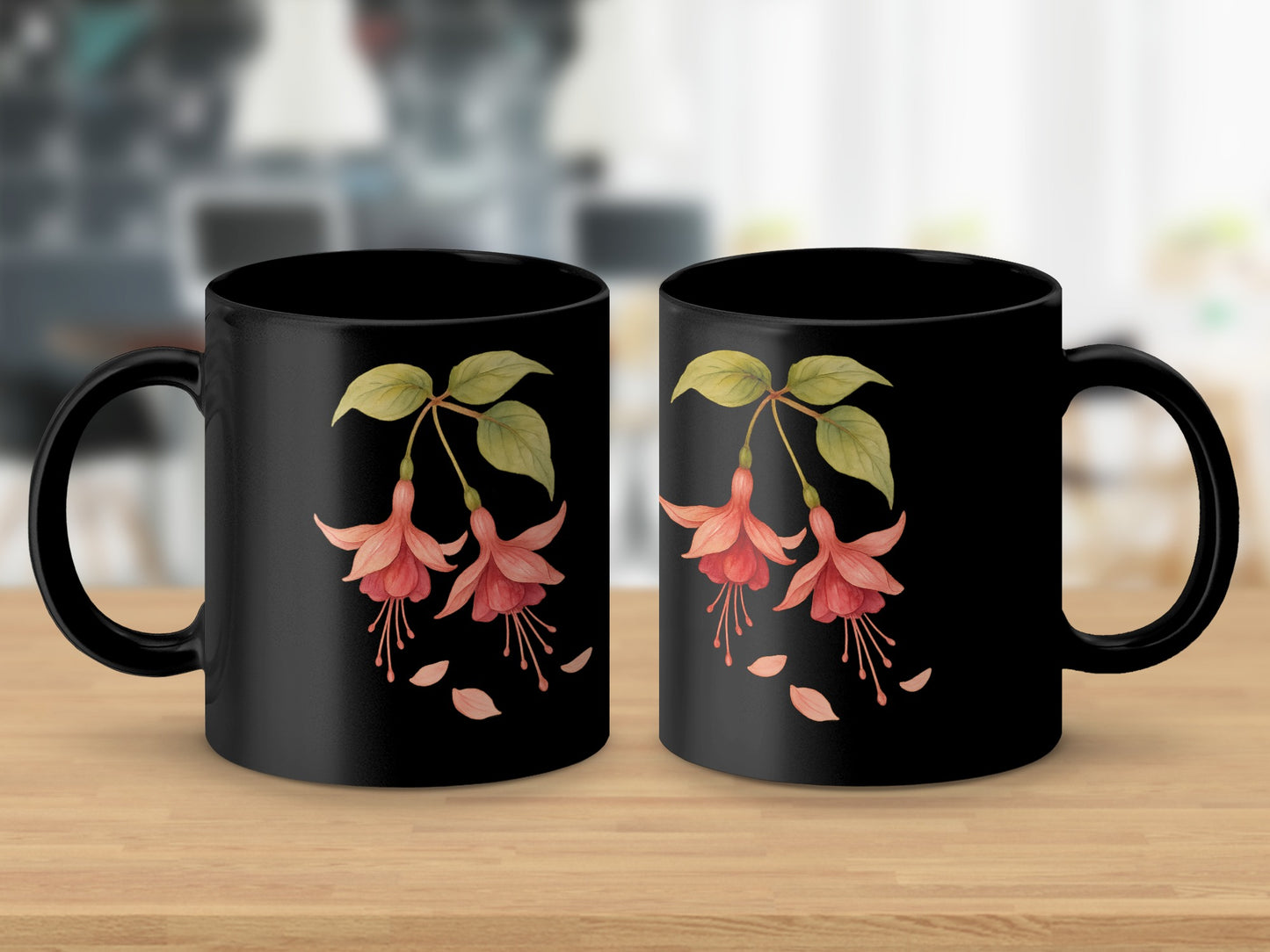 Beautiful Floral Design Black Coffee Mug product
