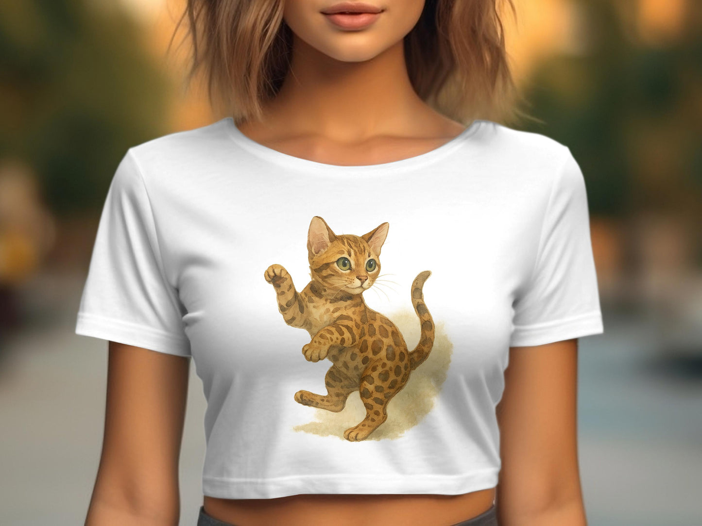 Cute Kitten Graphic Crop Top Shirt product