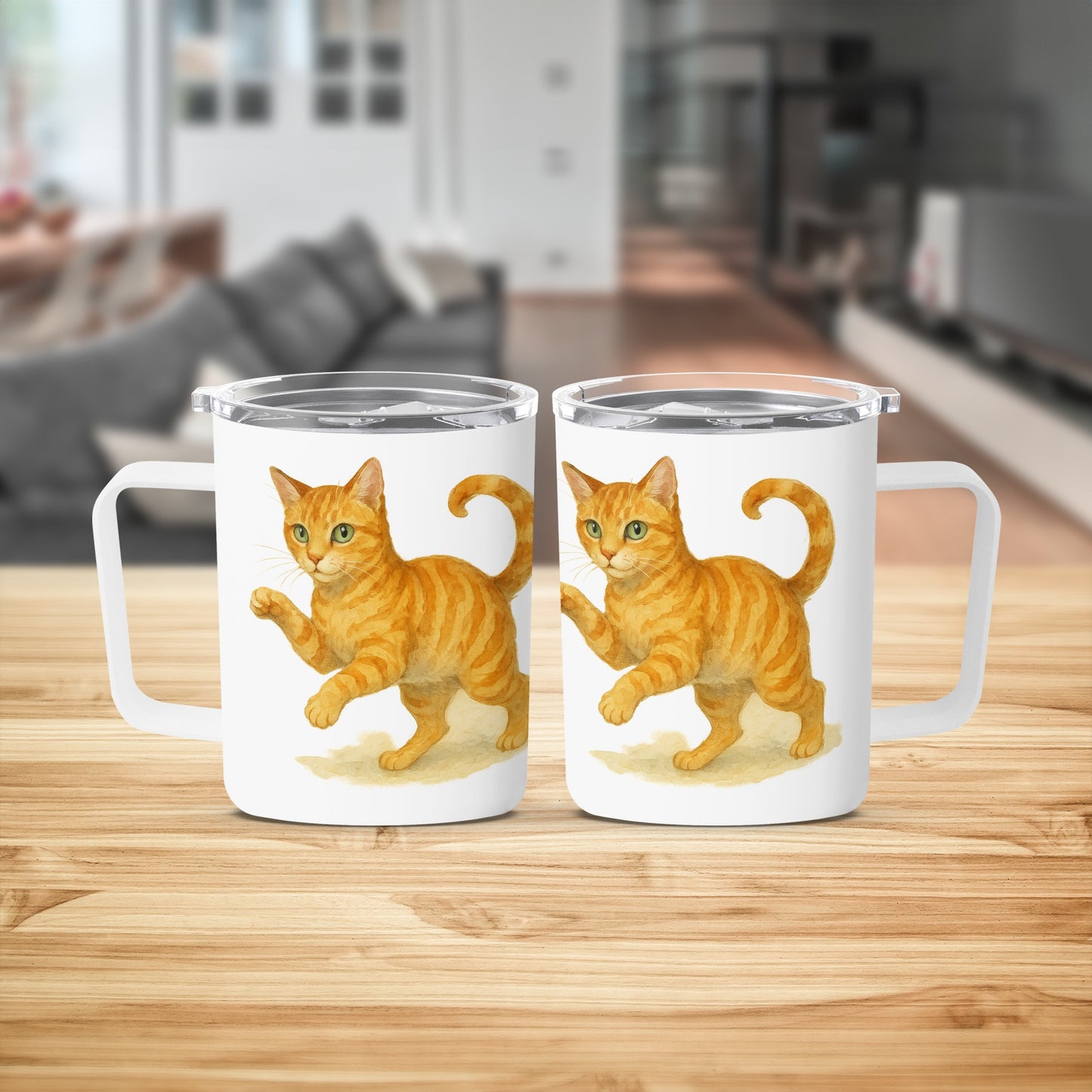 Cute Orange Cat Print Mug with Handle product