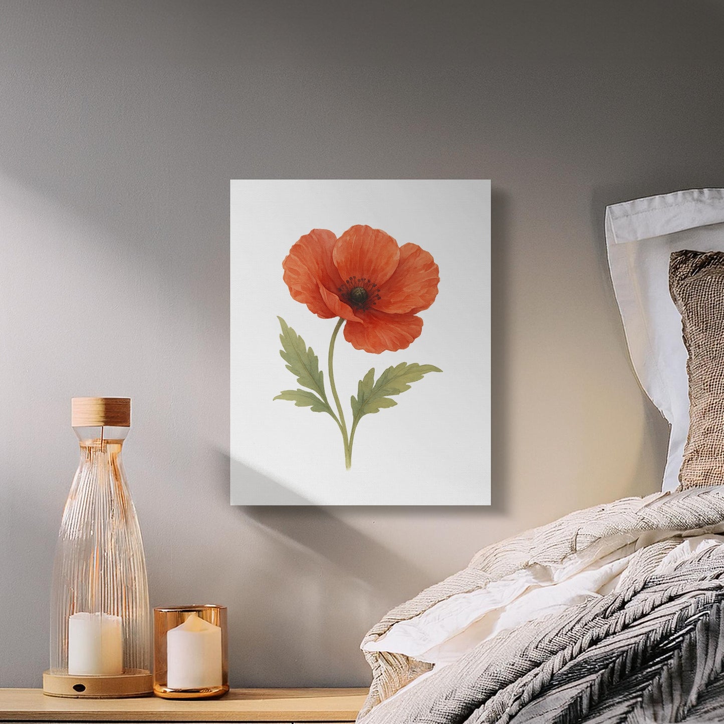 Elegant Floral Wall Art Red Poppy Canvas Print product type