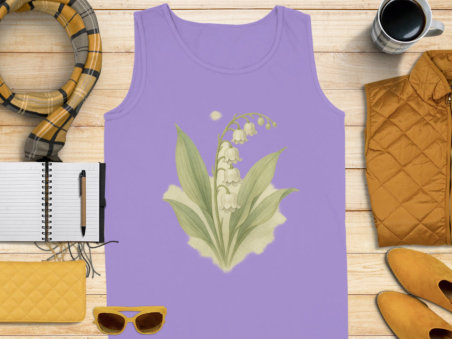 Beautiful Purple Tank Top with Lily of the Valley product type