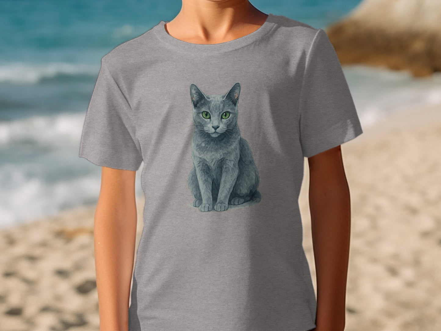 Realistic Cat Print Grey T-Shirt Casual Wear product