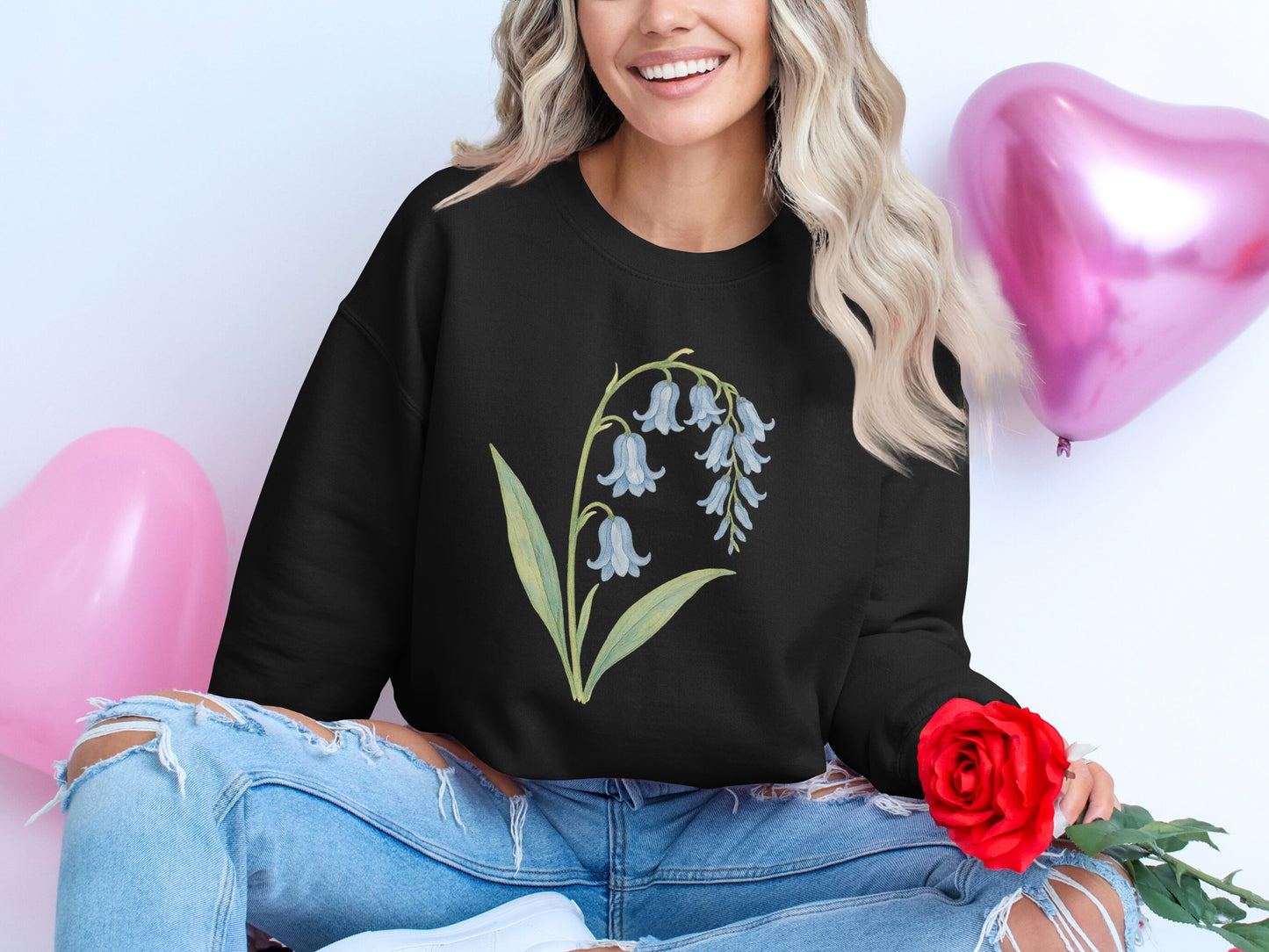 Elegant Floral Design Pullover Sweatshirt product type