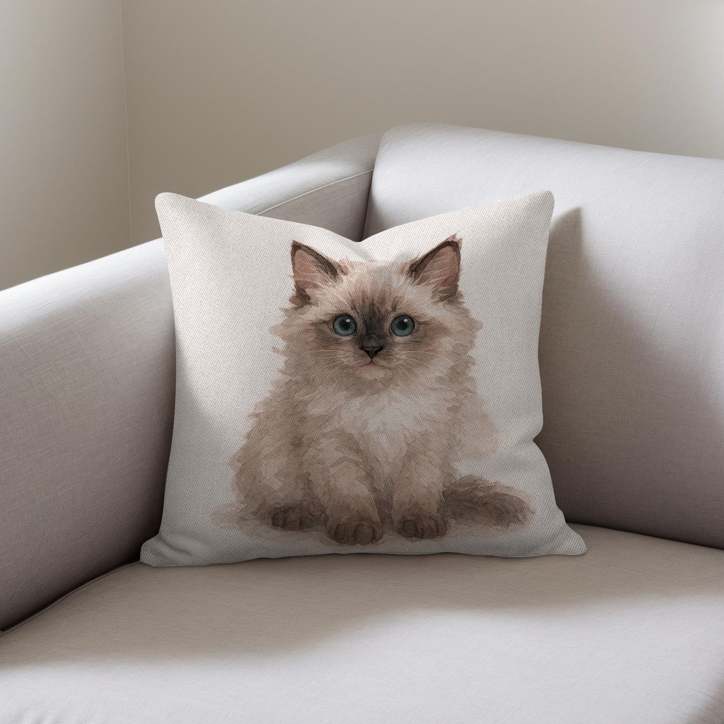 Adorable Fluffy Kitten Print Throw Pillow home decor product