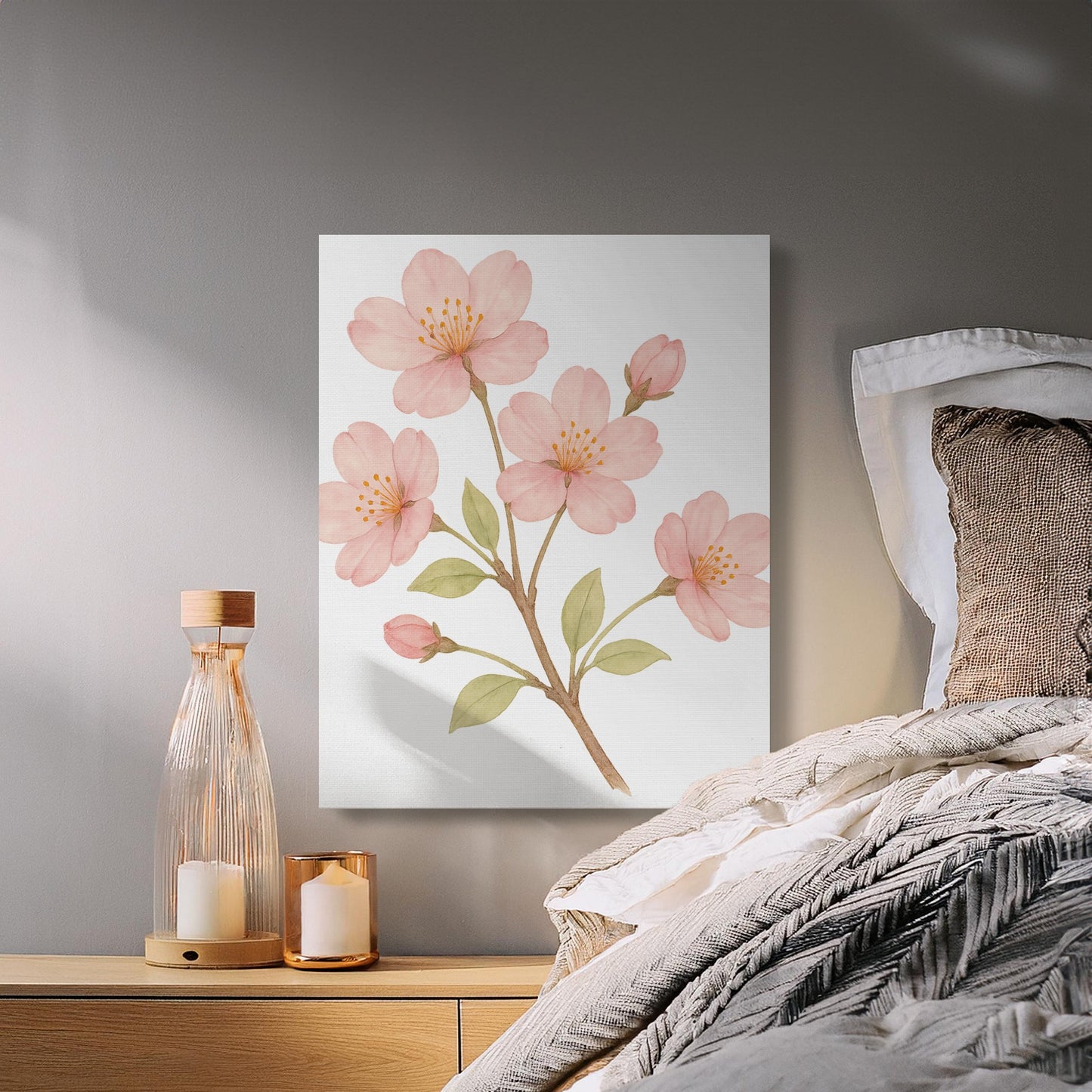 Beautiful Blossoming Pink Cherry Flowers Canvas Art product type